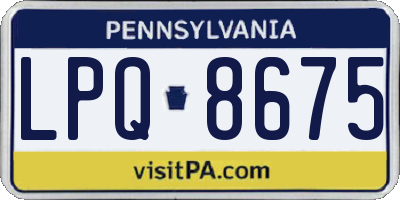 PA license plate LPQ8675
