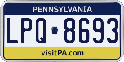 PA license plate LPQ8693