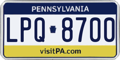 PA license plate LPQ8700