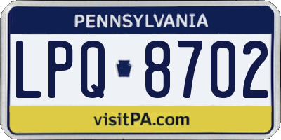 PA license plate LPQ8702