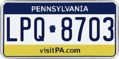 PA license plate LPQ8703