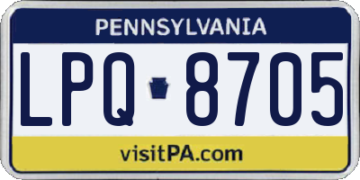 PA license plate LPQ8705