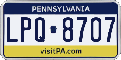 PA license plate LPQ8707