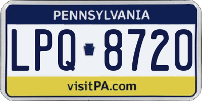 PA license plate LPQ8720