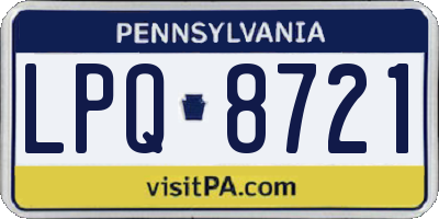 PA license plate LPQ8721