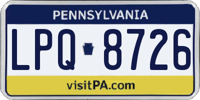 PA license plate LPQ8726