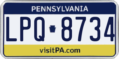 PA license plate LPQ8734