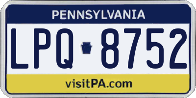 PA license plate LPQ8752