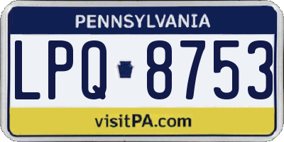 PA license plate LPQ8753