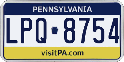 PA license plate LPQ8754