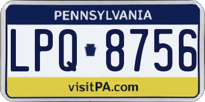 PA license plate LPQ8756