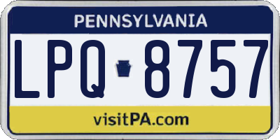 PA license plate LPQ8757