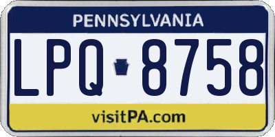 PA license plate LPQ8758