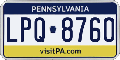 PA license plate LPQ8760