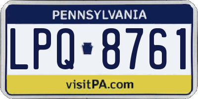 PA license plate LPQ8761