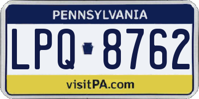PA license plate LPQ8762