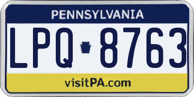PA license plate LPQ8763