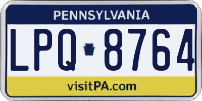 PA license plate LPQ8764
