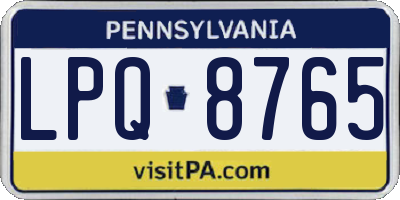 PA license plate LPQ8765