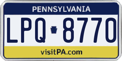 PA license plate LPQ8770