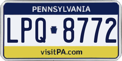 PA license plate LPQ8772