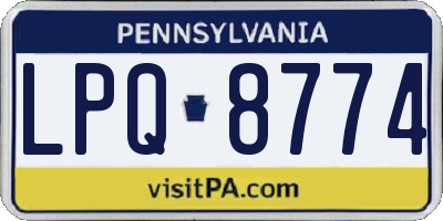 PA license plate LPQ8774