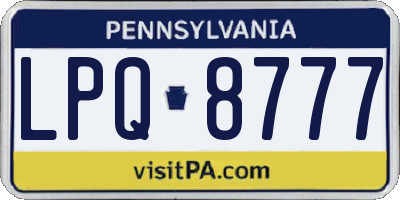 PA license plate LPQ8777