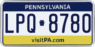 PA license plate LPQ8780