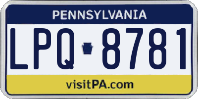 PA license plate LPQ8781