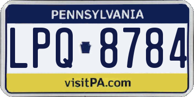 PA license plate LPQ8784