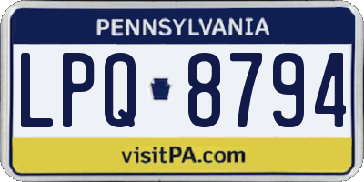 PA license plate LPQ8794