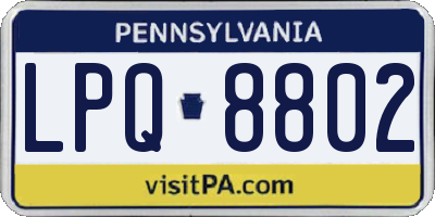 PA license plate LPQ8802