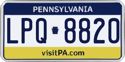 PA license plate LPQ8820