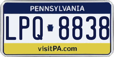 PA license plate LPQ8838