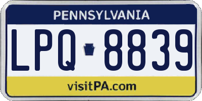 PA license plate LPQ8839