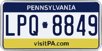 PA license plate LPQ8849