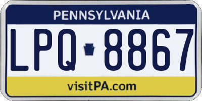 PA license plate LPQ8867