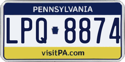 PA license plate LPQ8874