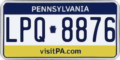 PA license plate LPQ8876