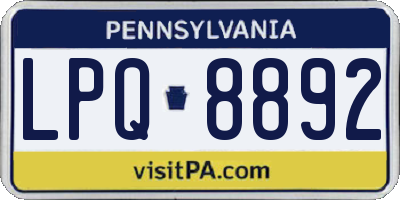 PA license plate LPQ8892