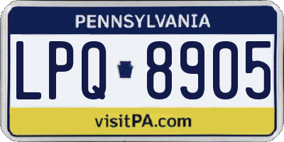 PA license plate LPQ8905