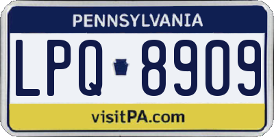 PA license plate LPQ8909