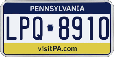 PA license plate LPQ8910