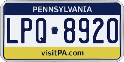 PA license plate LPQ8920