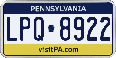 PA license plate LPQ8922