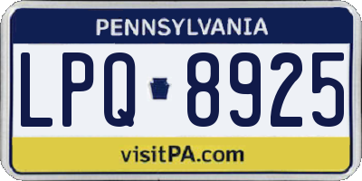 PA license plate LPQ8925