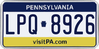 PA license plate LPQ8926