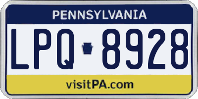 PA license plate LPQ8928