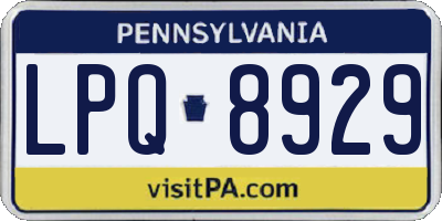 PA license plate LPQ8929