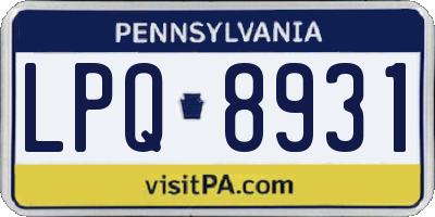 PA license plate LPQ8931